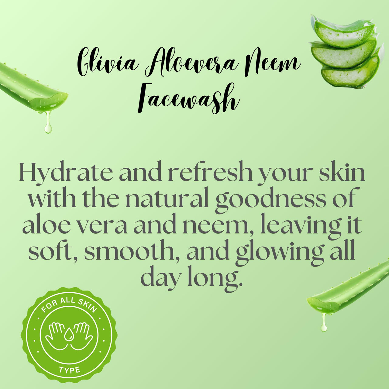Glivia Aloe Vera & Neem Face Wash – Hydrating, Soothing & Purifying Cleanser for Acne & Oily Skin, Gentle Herbal Face Wash, 100 ML