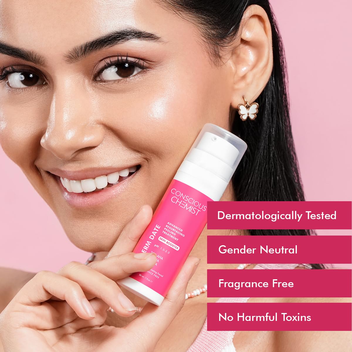 Conscious Chemist® 25% AHA, 2% BHA, 5% PHA Peeling Solution | 30ml | Advanced Resurfacing AHA BHA Peeling Solution, Anti Aging Serum, Exfoliating Serum, Face Serum for Men & Women - Derm Date
