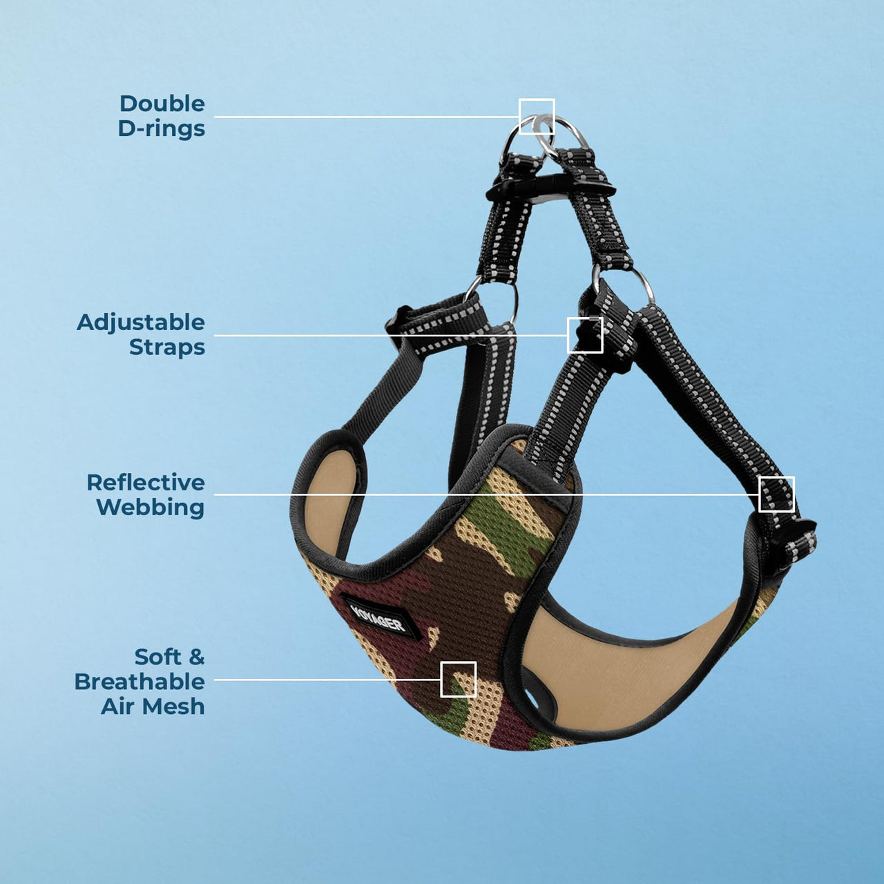 Best Pet Supplies Voyager Adjustable Dog Harness with Reflective Stripes for Walking, Jogging, Heavy-Duty Full Body No Pull Vest with Leash D-Ring, Breathable All-Weather - Army/Black Trim, S Harness (Army/Black Trim) S (Chest: 15 - 18")