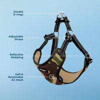 Best Pet Supplies Voyager Adjustable Dog Harness with Reflective Stripes for Walking, Jogging, Heavy-Duty Full Body No Pull Vest with Leash D-Ring, Breathable All-Weather - Army/Black Trim, S Harness (Army/Black Trim) S (Chest: 15 - 18