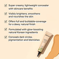 QUENCH BOTANICS Brightening Natural Cream Concealer With Rice Water & Aloe Vera | Conceals Dark Circles & Brightens Under Eyes All Skin | Made In Korea (Light), 10Ml