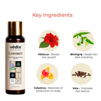 Vedix Customized Ayurvedic Mens Hair Oil for Hair Growth - Jeevath Root Stimulating Hair Oil With Celastrus + Hibiscus + Bhringraj Customized For Normal-Oily Scalp & Wavy & Curly Hair - 100ml