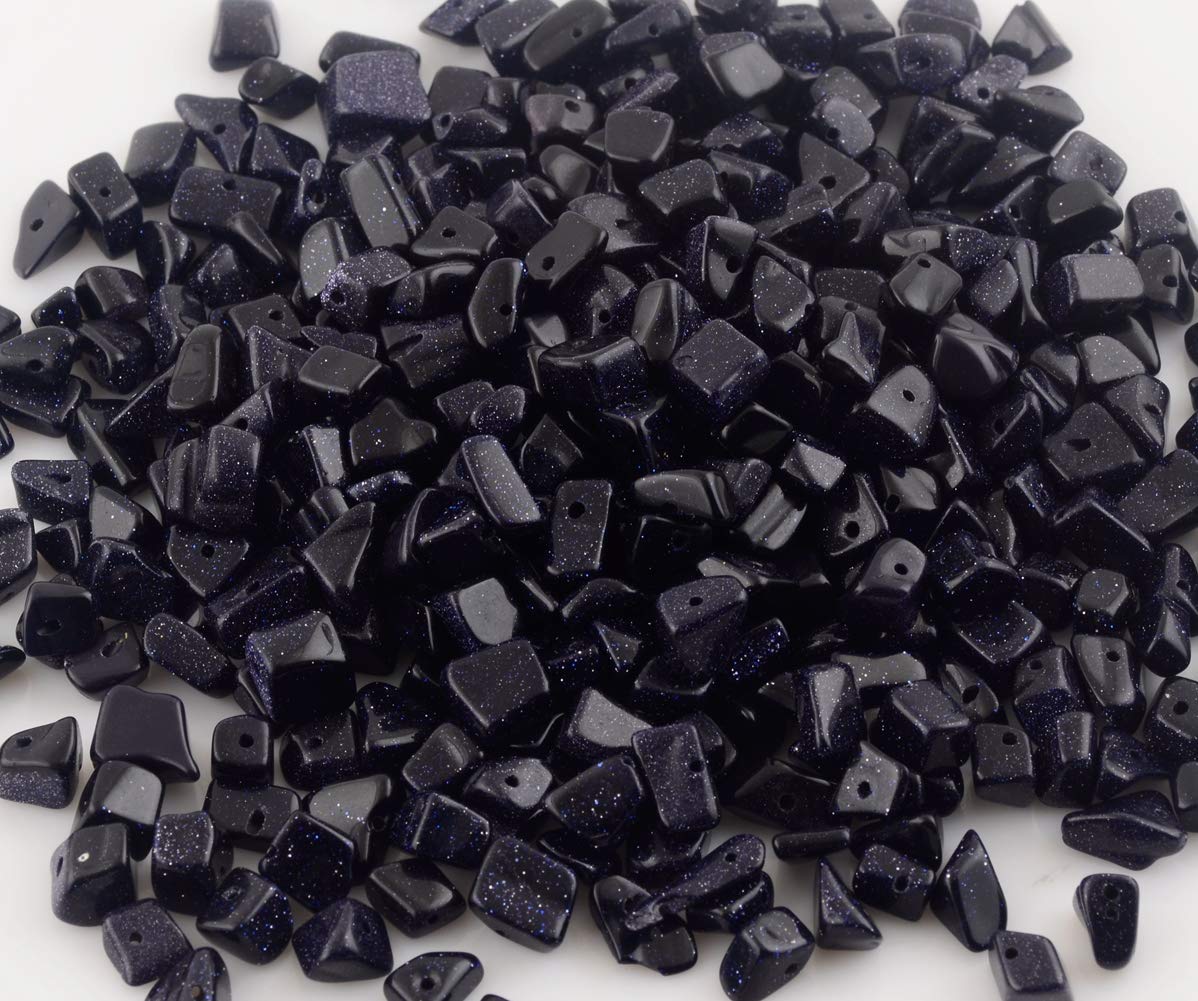 Natural Chip Stone Beads Blue Sandstone 5-8mm About 400 Pieces Irregular Gemstones Healing Crystal Loose Rocks Bead Hole Drilled DIY for Bracelet Jewelry Making Crafting (5-8mm, Blue Sandstone)