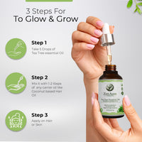 ZenAum Essences 100% Pure & Natural Australian Tea Tree Essential Oil for Scalp Care | Controls Dandruff & Cleanses Scalp | For Men & Women | FDA Approved | GMP, IFRA & ISO Certified | 15ml