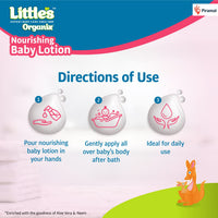 Little's Organix Nourishing Baby Lotion 400ml - Pump Pack | Dermatologically tested | With Organic Aloe Vera & Neem | pH balanced | All skin types | Prevents Dryness and soothes dry skin from 1st use