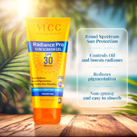 VLCC Radiance Pro SPF 30 PA+++ Sunscreen Gel - 100g + 25g | UVA and UVB Rays | Extra- Sun Protection, Boosts Radiance, Reduces Pigmentation | With Niacinamide, Mulberry, Saxifraga, Grapefruit.