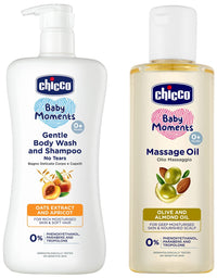 Chicco Gentle Bodywash & Shampoo 500Ml With Massage Oil 200Ml