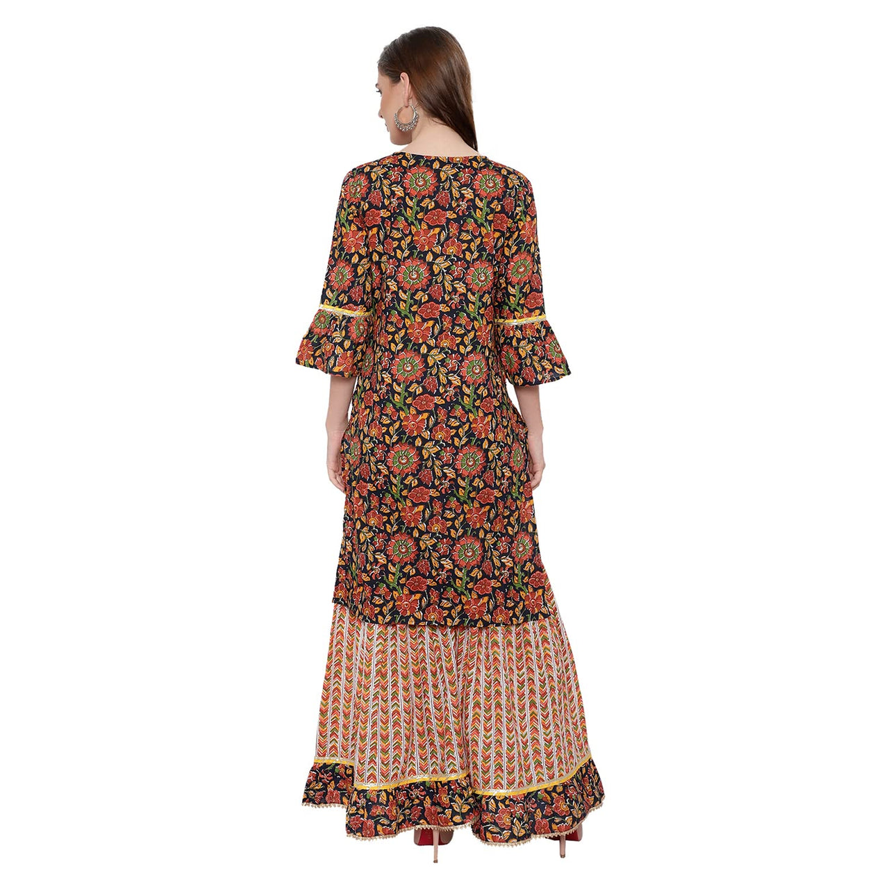 DiRaVee Girls/Women Gauhar Faizah Sanganeri Printed Sharara Kurta Set