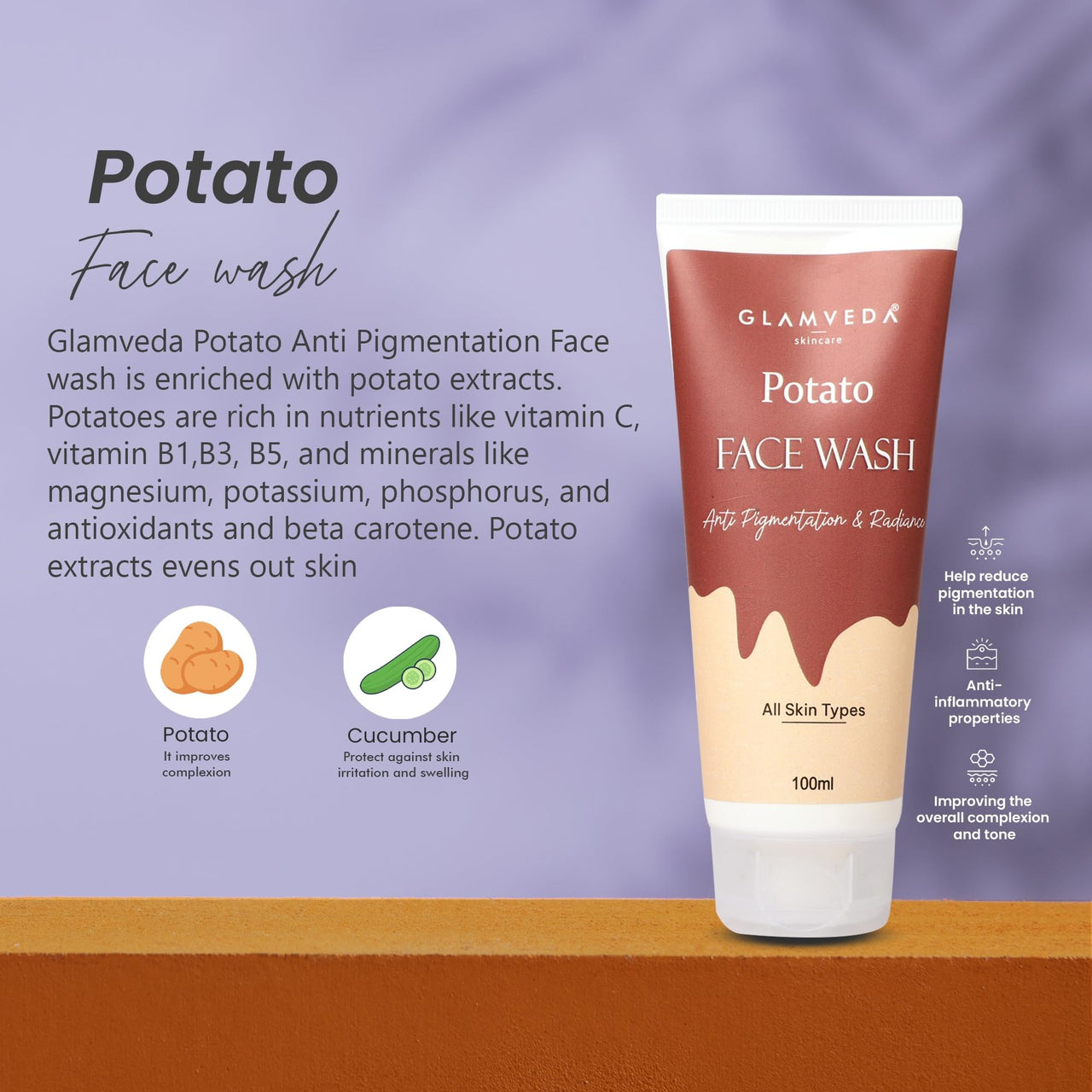 Glamveda Anti pigmentation Face wash combo | For Reduces dark spots & Blemishes | Set of 2 Items | Salicylic Acid & Potato face wash