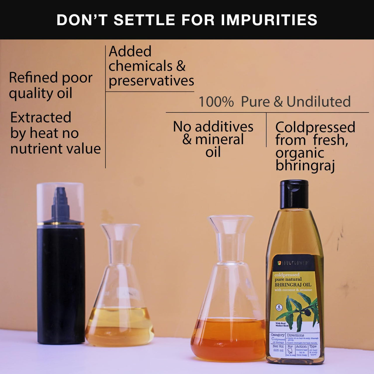 Soulflower Maha Bhringraj Oil for Hair growth 225ml | Natural Hair Growth, Strengthening & Nourishing Roots | Anti-Dandruff, Cooling Scalp Relief | Coconut & Sesame Oil Blend | Pure & Organic