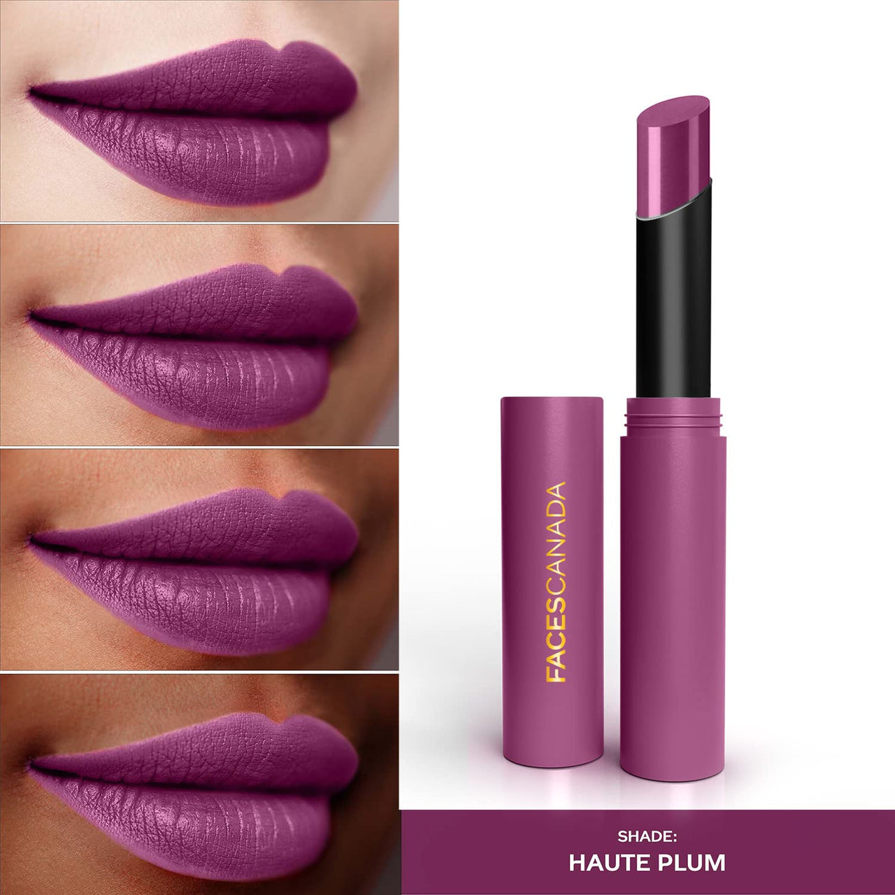 FACESCANADA Long Stay 3-In-1 Matte Lipstick - Haute Plum 08, 2 Gm