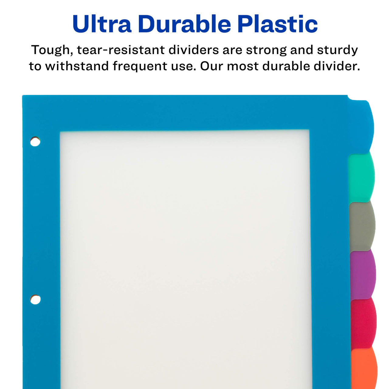 Avery Ultralast Big Tab Plastic Dividers for 3 Ring Binders, 8-Tab Set, Multicolor with White Labels, 1 Set (24901) 8 tab