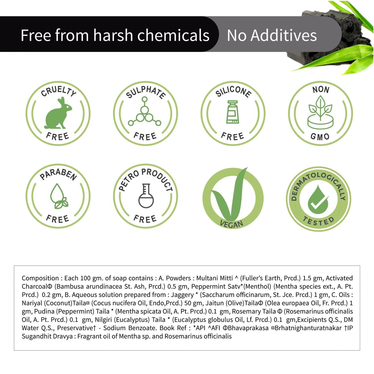 Ayouthveda Charcoal Detox Soap | A Powerful Blend of CharcoalJaggery & Five Nourishing Oils | Handmade Castile Soap Without Any Harsh Chemical | For Clear & Dirt Free Skin (Pack Of 5-110g each)