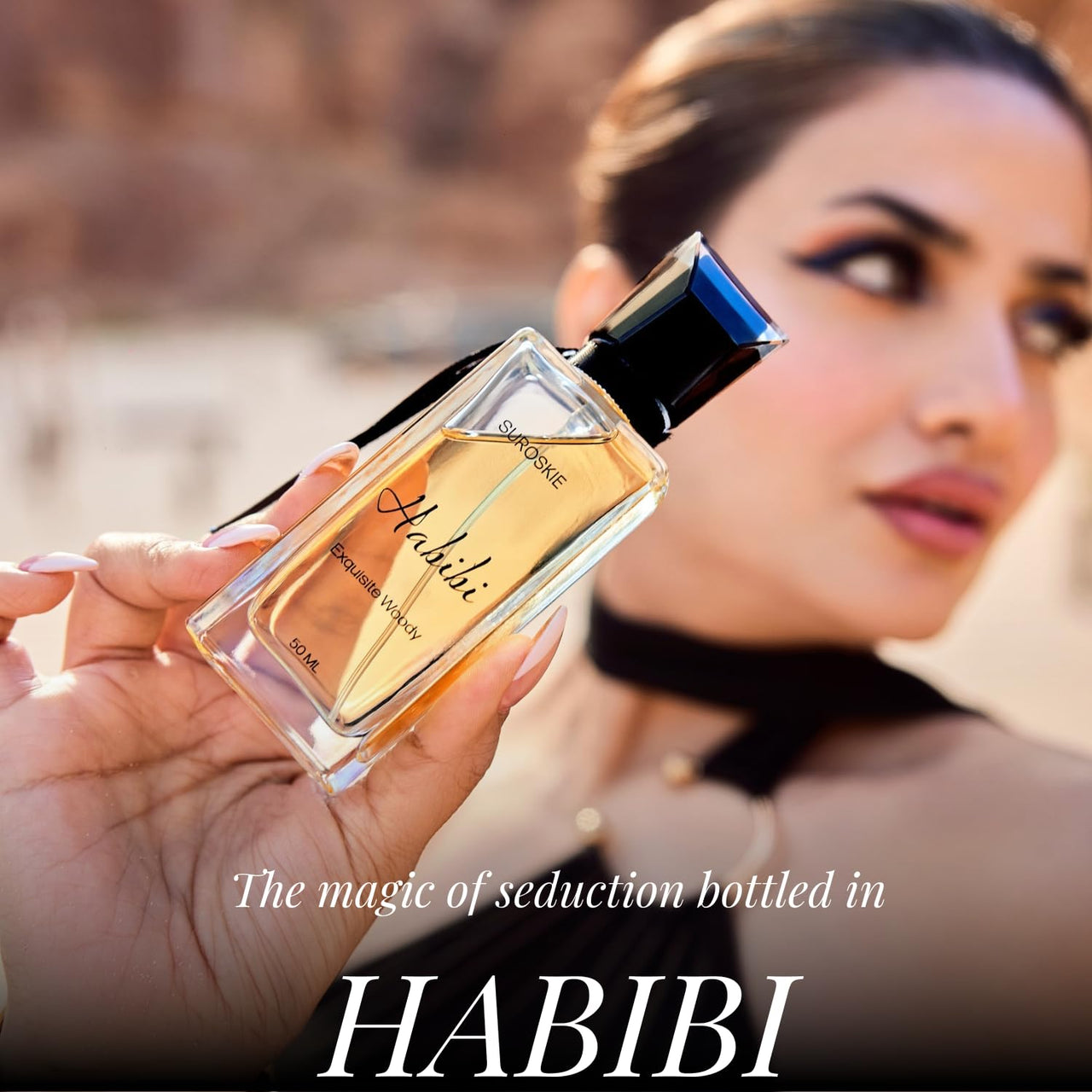 Suroskie Habibi Perfume 50Ml | Luxury Eau De Parfum | Long Lasting Unisex Fragrance Spray | Aromatic Blend Of Aqua, Saffron & Rose Scent | Floral & Woody Notes | Premium Gift For Men & Women