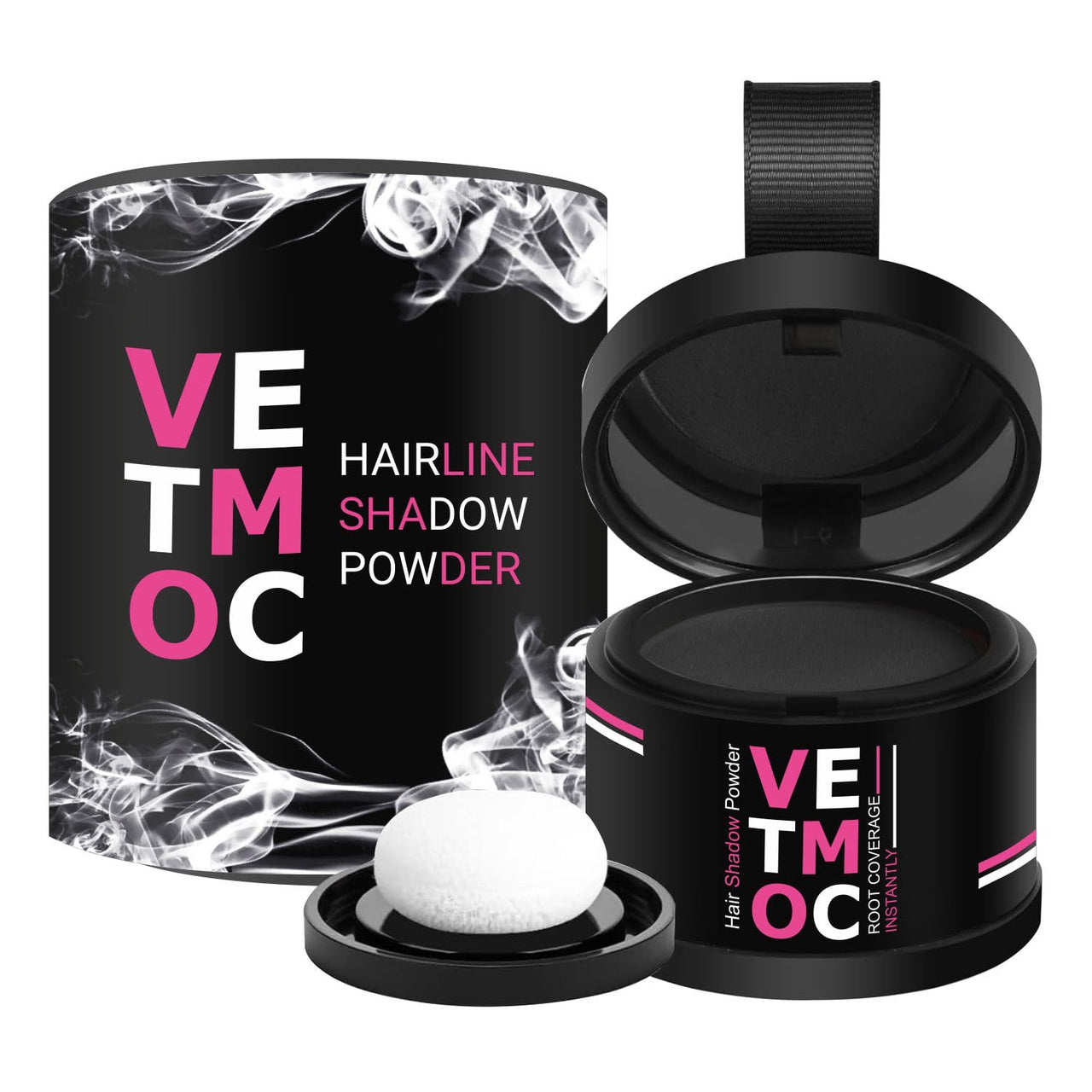 VETMOC Cover-Up Hair Powder- Black, Helps Cover Grey Roots & Bald Spots Instantly, Highly Pigmented, Fuller and Denser, Long-Lasting & Matte Finish, Super-Fine Powder for Flawless Application, 4gm