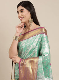 Pandadi Saree Women's  Arasi Soft Tissue Banarasi Silk Dharmavaram Pattu Saree With Unstiched Blouse Piece