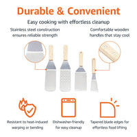 Basics 4-Piece Stainless Steel Barbeque Flat Griddle Spatula Set, Silver