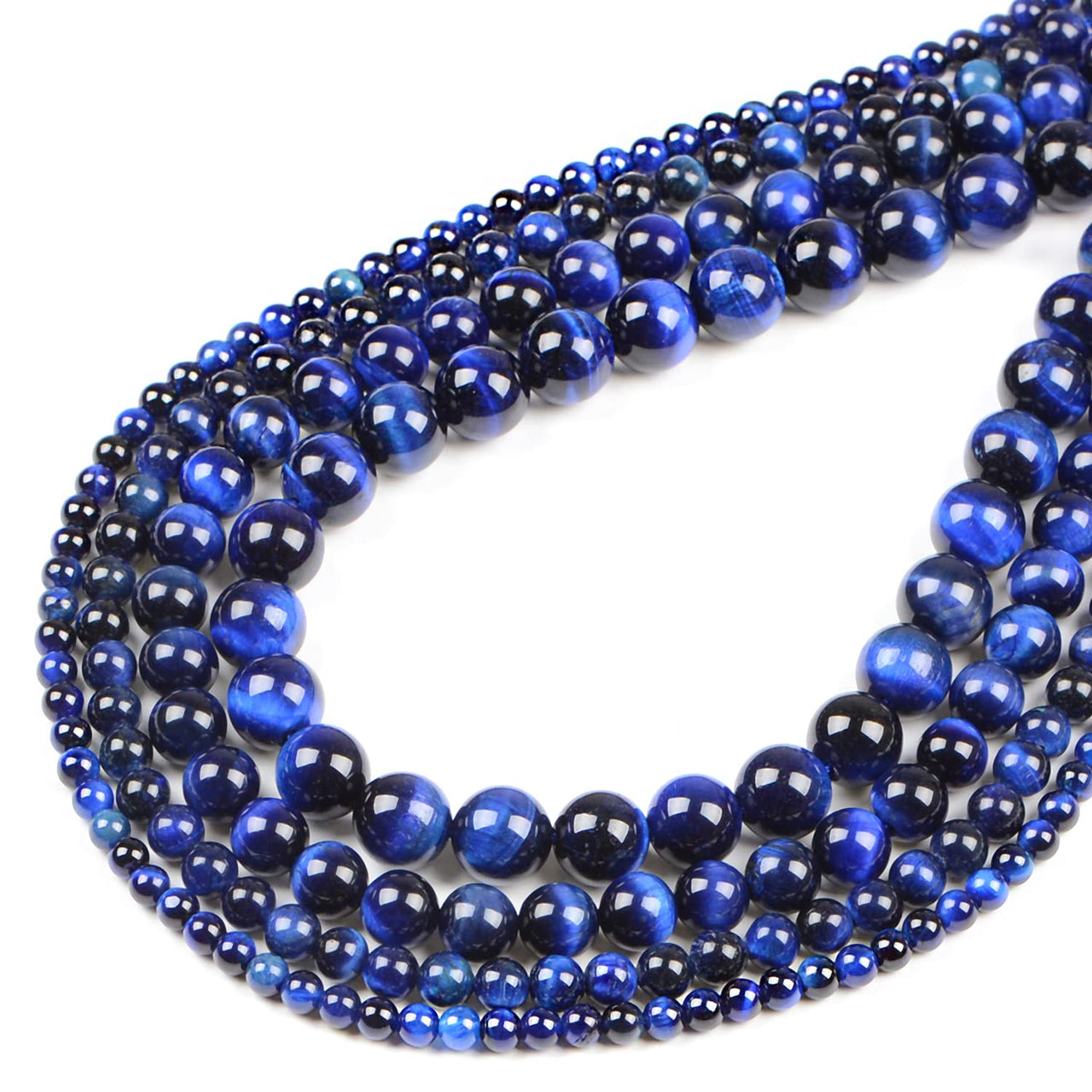 Bymitel 210pcs Natural Crystal Beads Stone Gemstone Round Energy Healing Loose Beads with Stretch Cord for Jewelry Making Bracelets Anklets (Blue Tiger's  Eye, 6mm 210pcs) Blue Tiger's  Eye