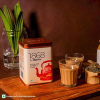 1868 by TATA Tea Kolkata Street Chai, Blend of Assam Black Tea, Ginger, Cardamom, Nutmeg, Spicy, Strong, Sweet, Whole Loose Leaf, From House of TATA (30 Cups/100g)