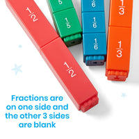 hand2mind Plastic Rainbow Fraction Tower Cubes Montessori Math Materials for Kids to Learn Fraction Equivalence Math Manipulatives 4th Grade Fraction Cube, Homeschool Supplies (Set of 51)