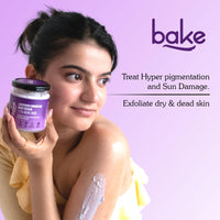 BAKE 2% Kojic Acid Lavender Smoothie Body Scrub for Women & Men | Skin Brightening, Treats Hyperpigmentation & Tan Removal | Shea Butter, Walnut Granules, Jojoba Oil | 150g
