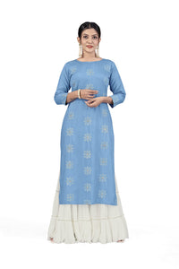 Fashion Dream Women Viscose Rayon Sequence Embroidered Straight Kurti