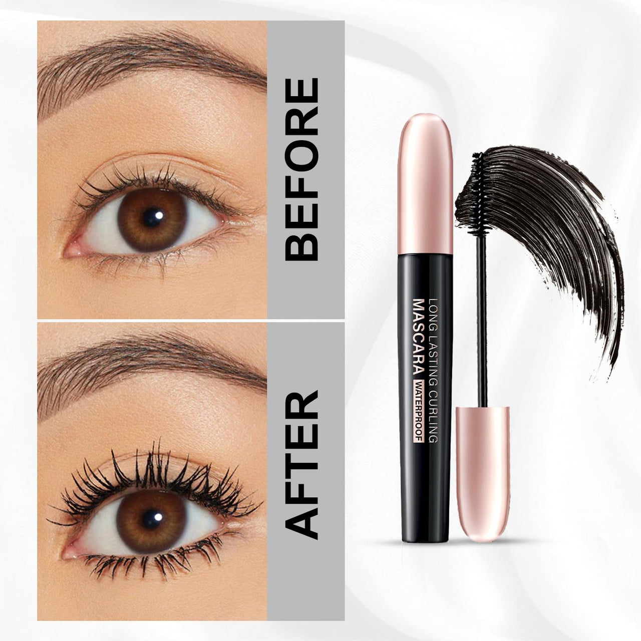 Lakyou Beauty Long Lasting Curling Mascara | Waterproof | 24-Hour Hold | Smudge-Proof | Volumizing & Curling Formula | Pack Of 2