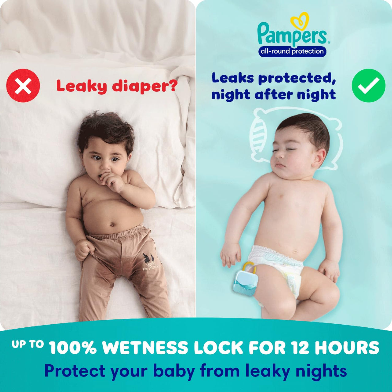 Pampers All round Protection Pants Style Baby Diapers, X-Large (XL) Size, 56 Count, Anti Rash Blanket, Lotion with Aloe Vera, 12-17kg Diapers