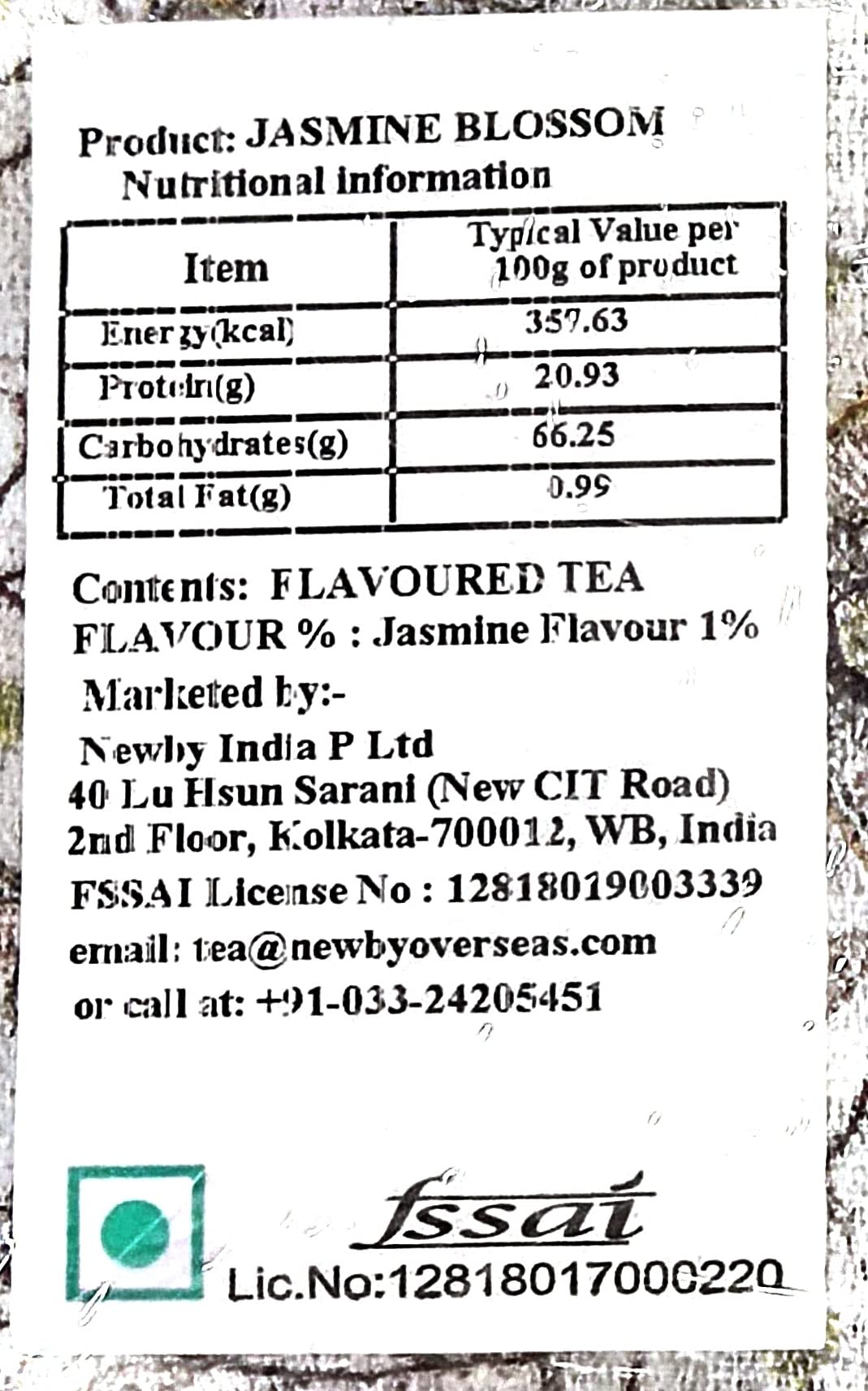 Newby Jasmine Blossom Green Tea, 50 Biodegradable Herbal Tea Bags A Smooth and Delicate Tea with Sweet Jasmine Aroma