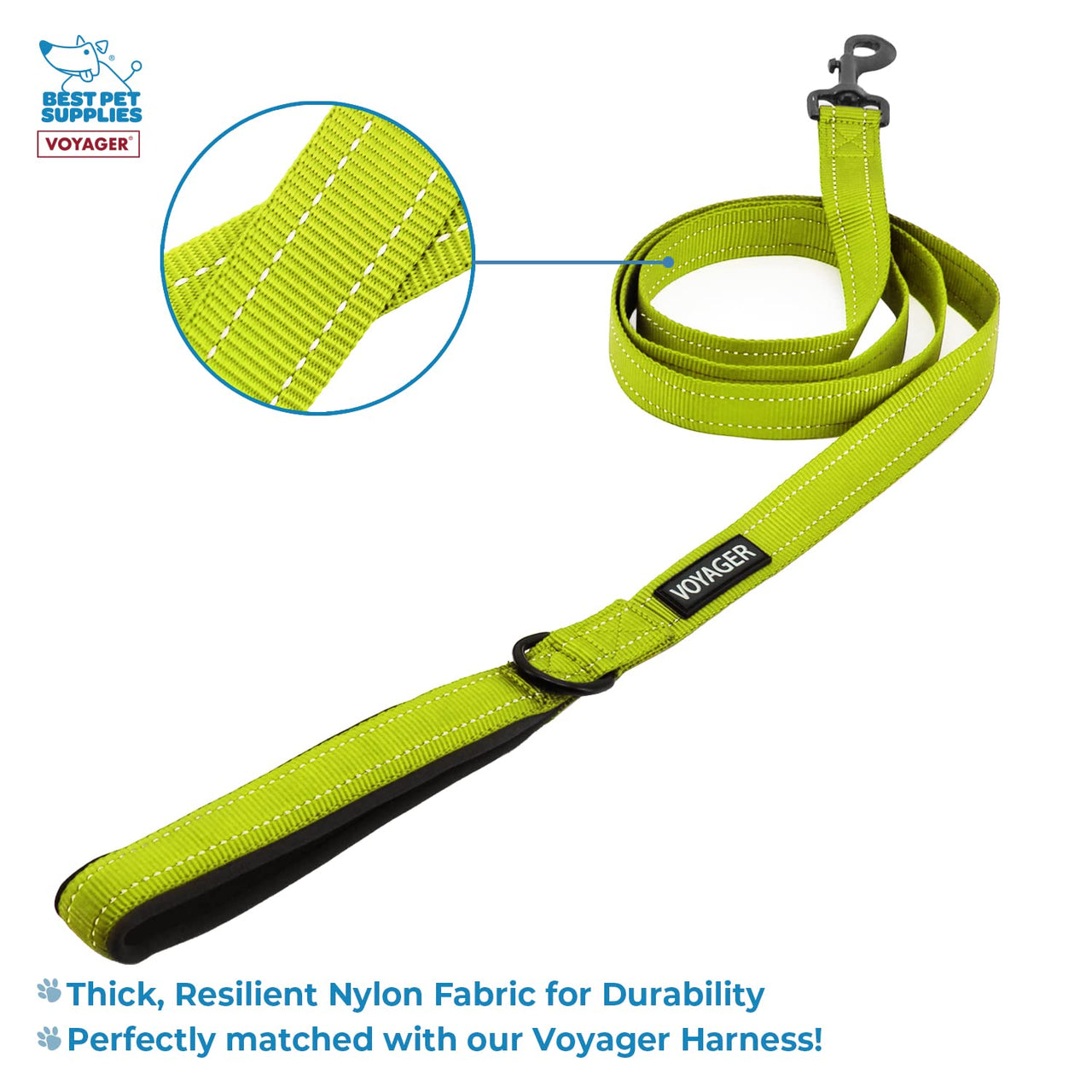 Voyager Step-in Air All Weather Mesh Harness and Reflective Dog 5 ft Leash Combo with Neoprene Handle, for Small, Medium and Large Breed Puppies by Best Pet Supplies - Lime/Black Trim, Medium Harness Leash Bundle (Lime/Black Trim) M (Chest: 16 - 18")