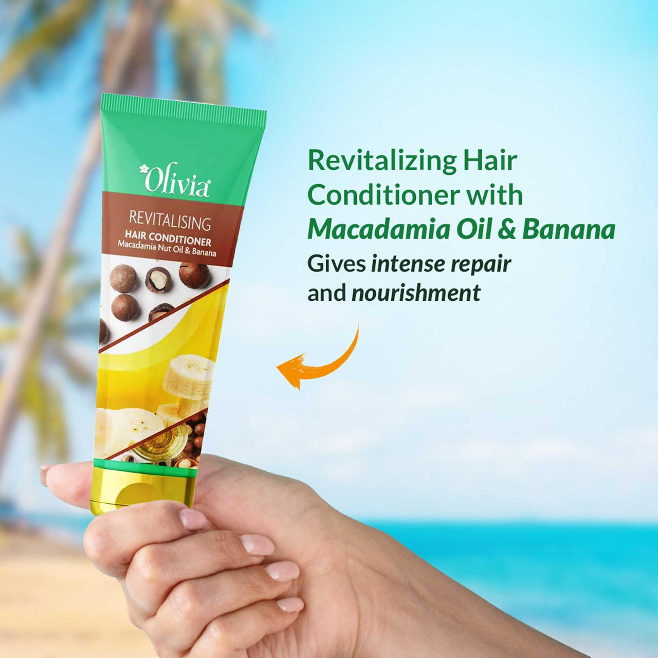 Olivia Revitalizing Hair Conditioner with Macadamia Oil & Banana | Deep Nourishing Conditioner for Frizzy Hair | Smooth, Shiny Finish | Paraben-Free Formula for Men & Women - 200ml