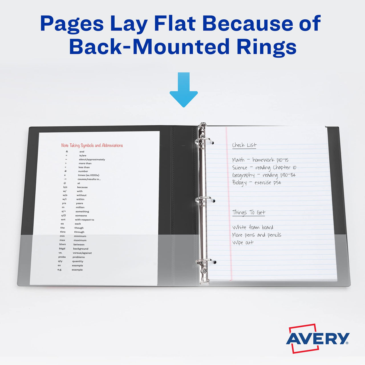 Avery Durable Clear View 3 Ring Binders, 1.5 Inch Slant Rings, 2-Pack of Black Binders (19300) 1.5" 2 Pack