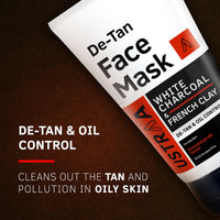 Ustraa De-Tan Face Mask Oily Skin - 125g - Effectively Removes Tan & Pollutants | White Charcoal & French Clay & Face Wash Acne Control - With Neem & Charcoal - 200g - Oil control, Prevents Acne