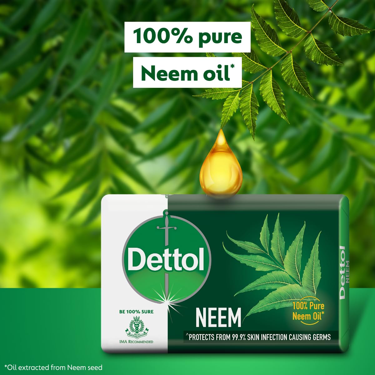Dettol Neem Bathing Soap Bar With Pure Neem Oil, 75G (Buy 3 Get 1 Free), Combo Offer On Bath Soap