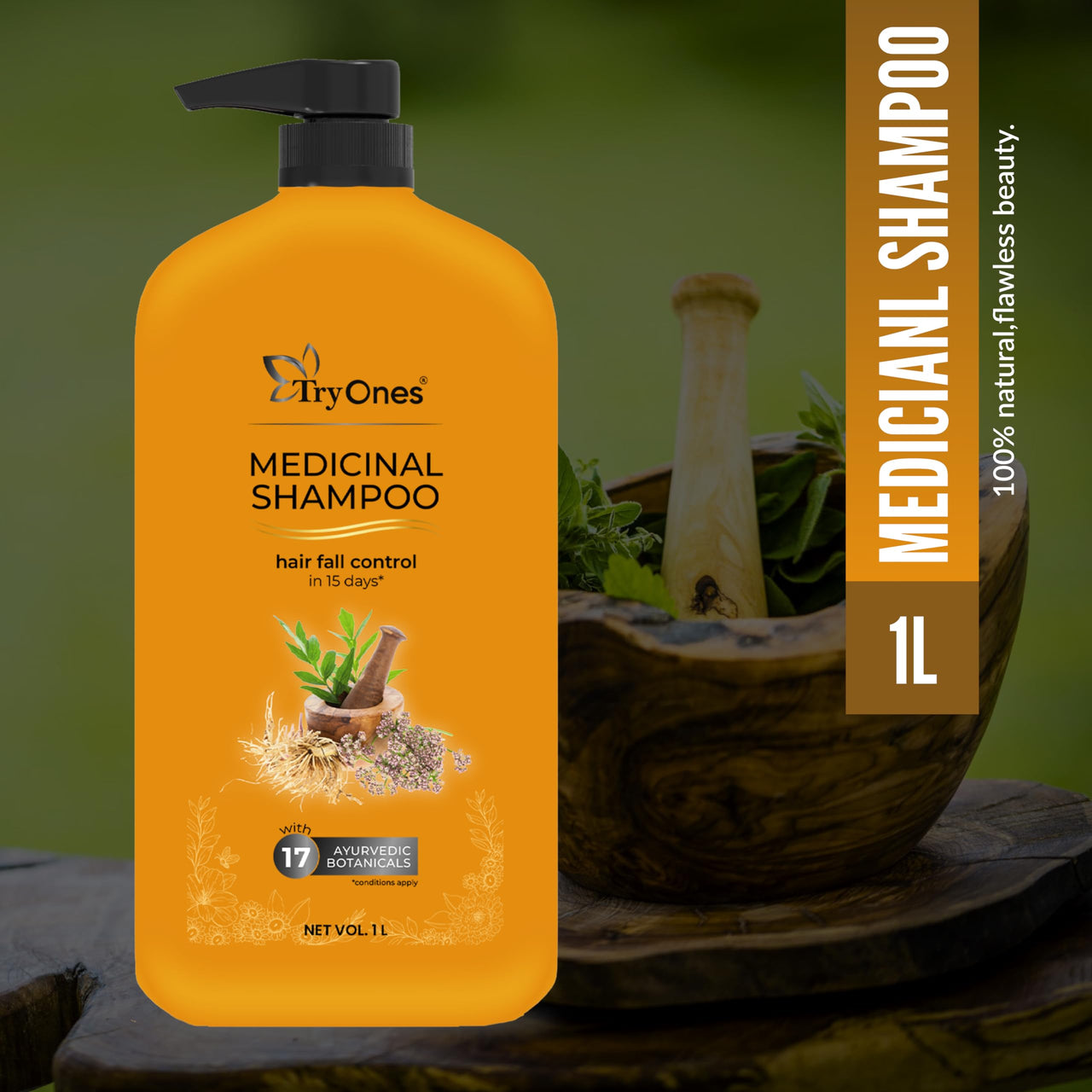 TryOnes Medicinal Shampoo | Helps Control Hair Fall & promotes hair growth 1000 ml