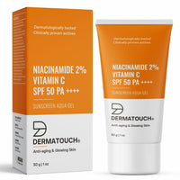 DERMATOUCH Niacinamide 2% Vitamin C Sunscreen for glowing skin | SPF 50+ PA ++++ | Quick Absorbing | Zero White Cast | 30g