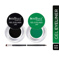 Shryoan 24-Hour Gel Eyeliner Duo - Black and Green | Long-Lasting, Smudge-Proof | Gel Formula for Dramatic Eye Looks | Glossy Finish, Intense Colour |Travel Size - 4gm (Each)