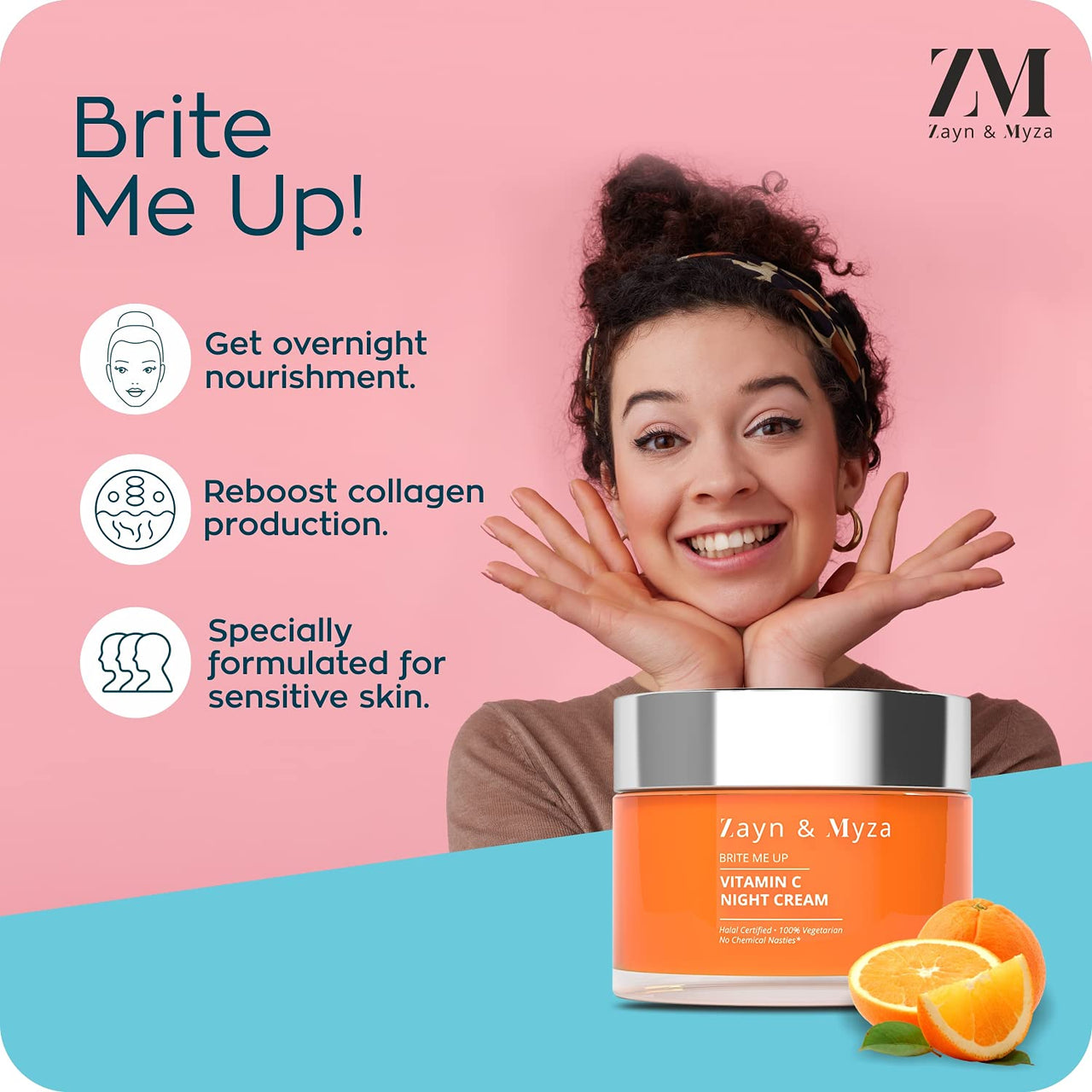ZM Zayn & Myza Vitamin C Cream Combo, Day & Night Cream | Brightening Cream For Glowing skin | Revives dull skin | Fades pigmentation & dark spots | For all skin types | Pack of 2 (50g x 2)