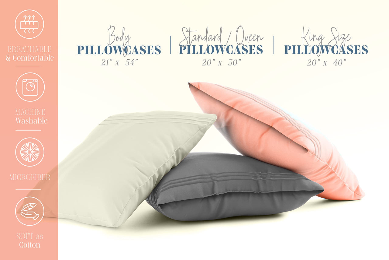 Elegant Comfort Solid Pillowcases 1500 Thread Count Egyptian Quality Microfiber - Smooth Weave, Wrinkle and Fade Resistant, Easy Slip-On, 2-Piece Set, Standard/Queen Pillowcase, Coral 2-Pack