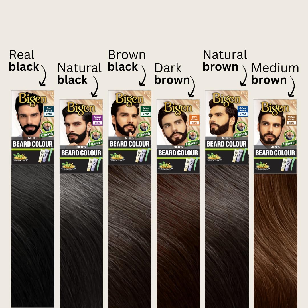 Bigen Men's  Beard Color Medium Brown 20gm+20gm -105, 102 g