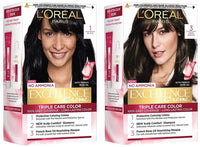 L'OREAL PARIS Excellence Creme Hair Color, 3 Dark Brown/Natural Darkest Brown, 72ml+100g & L'Oréal Paris Excellence Creme Hair Color, 1 Black, 72ml+100g