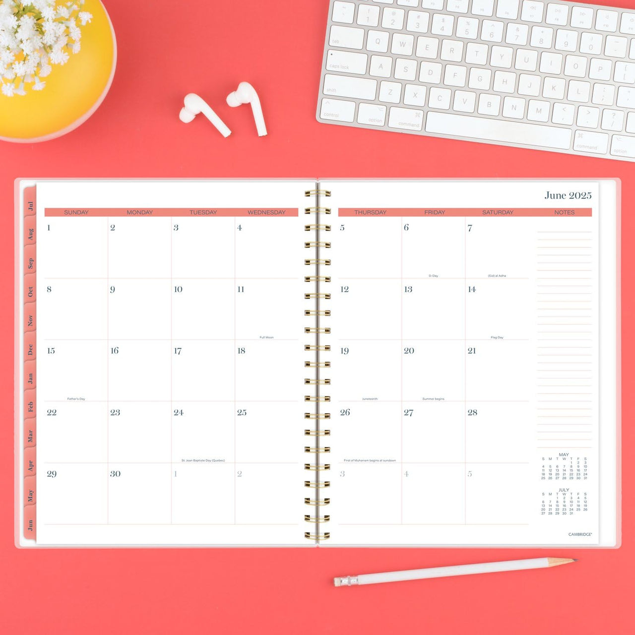 Cambridge Planner 2024-2025 Academic, Weekly & Monthly, 8-1/2" x 11", Large, Monthly Tabs, Flexible Cover, Bridgette (1712-905A)