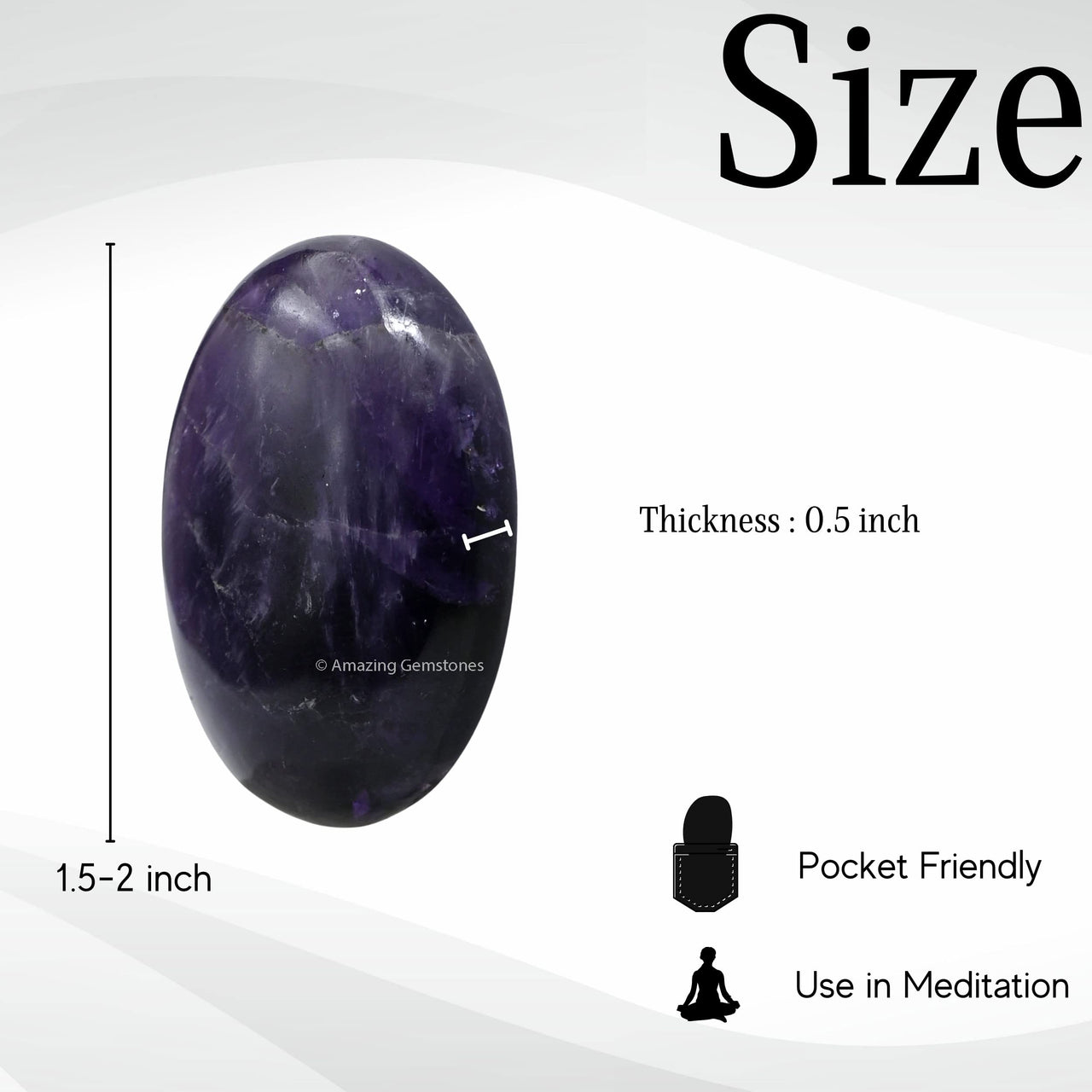 Amethyst Massage Polished Crystal Palm Stone, Large Size Amethyst Stone for Chakra Balancing, Reiki Healing and Crystal Grid