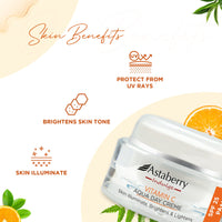 ASTABERRY Indulge Vitamin C Day Cream With SPF 25 For Glowing Skin | Reduces Acne | Protects From UV Damage | Reduces Dark Spots & Blemishes - 50 G