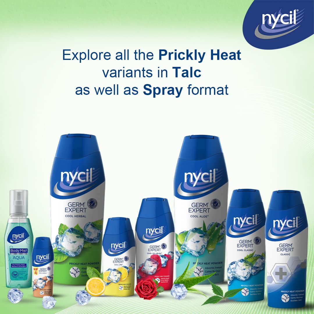 Nycil Germ Expert Cool Herbal Prickly Heat and Cooling Powder - 400 g | Get Relief from Skin Problems
