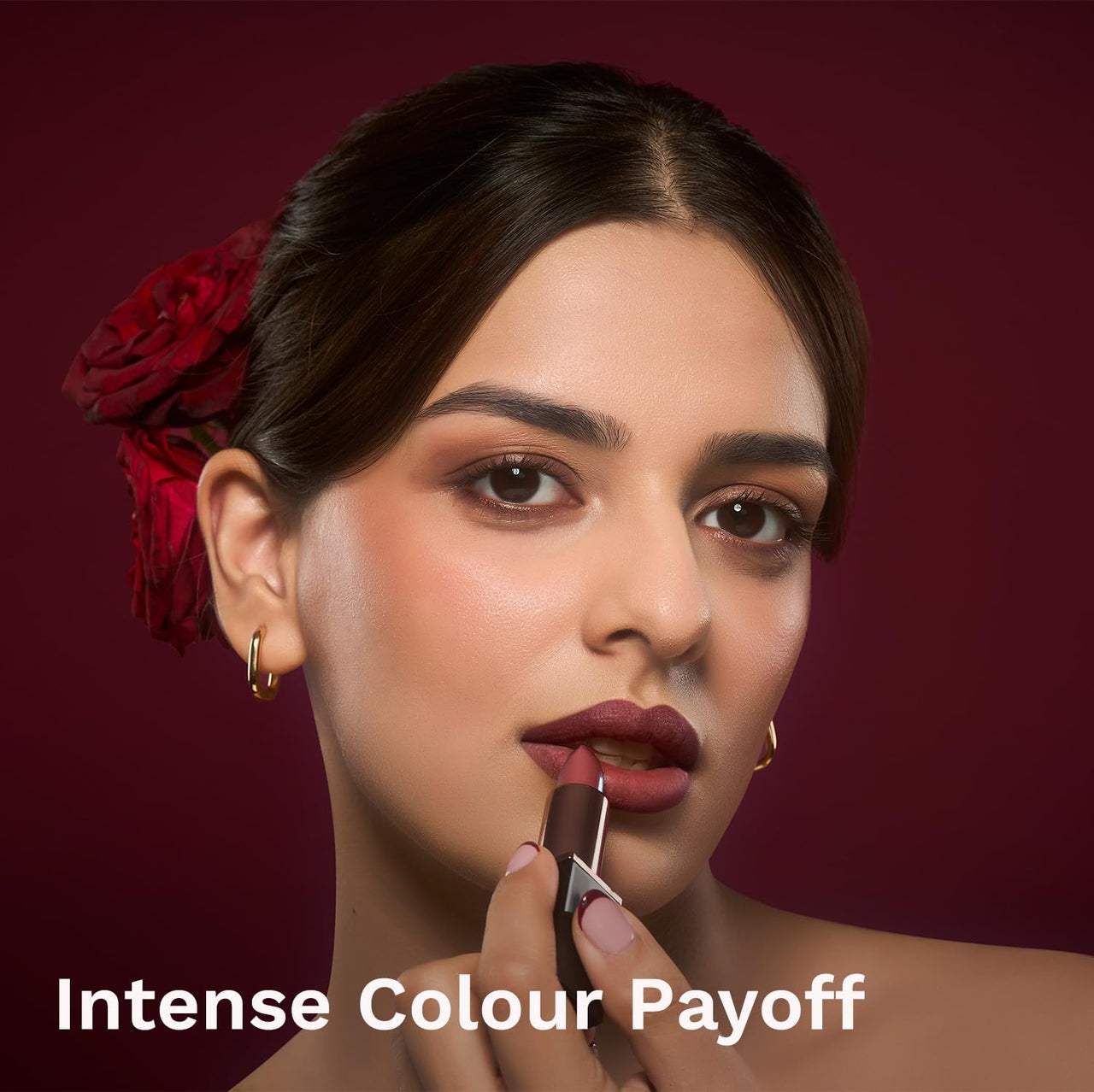 Pilgrim Matte Me Up Bullet Lipstick 4.2g | Creamy, Lightweight, Bold, Non Drying | SPF 30 | Enriched With Hyaluronic Acid & Spanish Squalane | Lipstick for dusky skin tone |Coco Caress-06