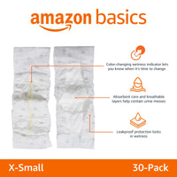 Basics Male Dog Wrap, Disposable Diapers, X-Small, Pack of 30, White X-Small (Pack of 30)