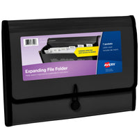 Avery Expanding File Folder Organizer, 7-Pocket Accordion File Organizer, Black, Holds 425 Letter/A4-Size Sheets (73550) 7 Pockets