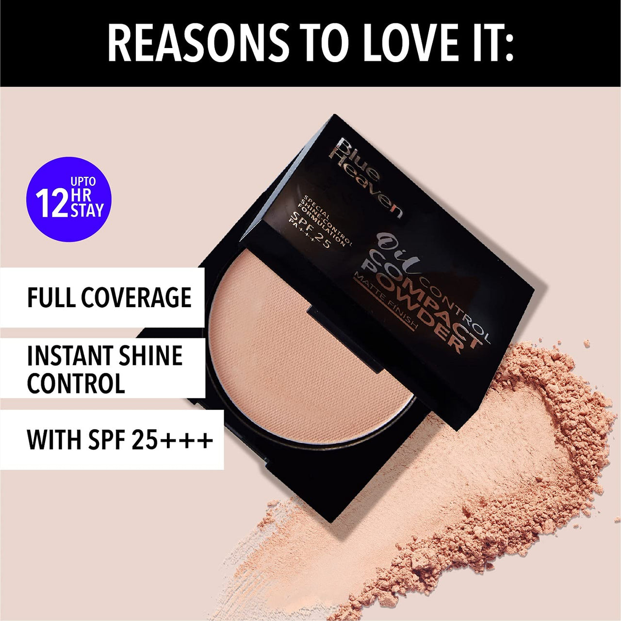 Blue Heaven Oil Control Compact Powder for All Skin types, SPF 25, Matte Finish, Honey 301, 8 gm