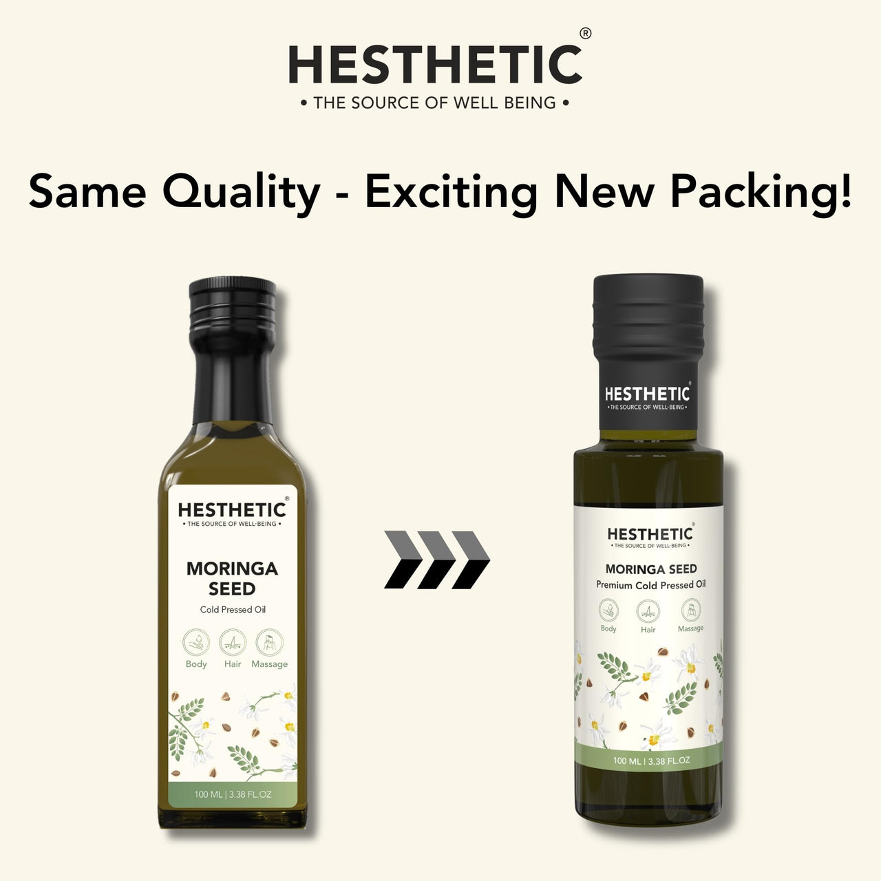 HESTHETIC Virgin Cold Pressed Moringa Seed Oil | 100% Pure & Natural - 100ml | Glass Bottle